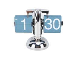 Relógio de mesa digital Baok-retro estilo europeu, em aço inoxidável 304, automático e mecânico, para sala de estar, 12 horas, com pés azuis.