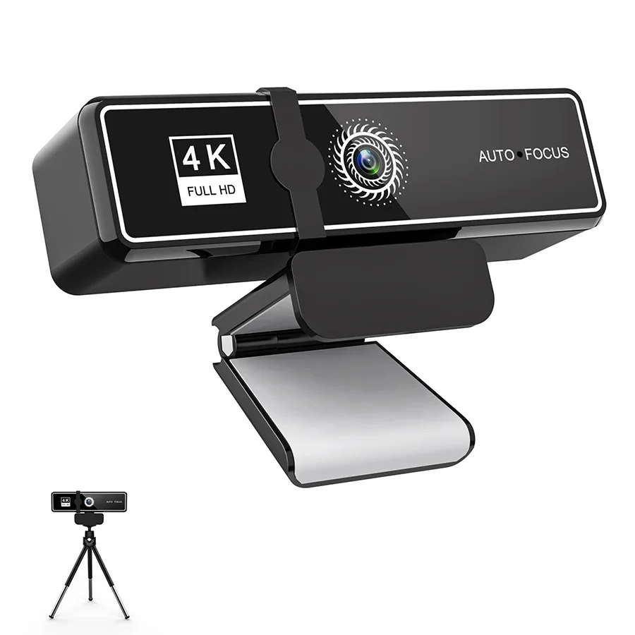 Webcam Full Hd (4k Preta) Com Foco Automático, Microfone E Interface Usb.