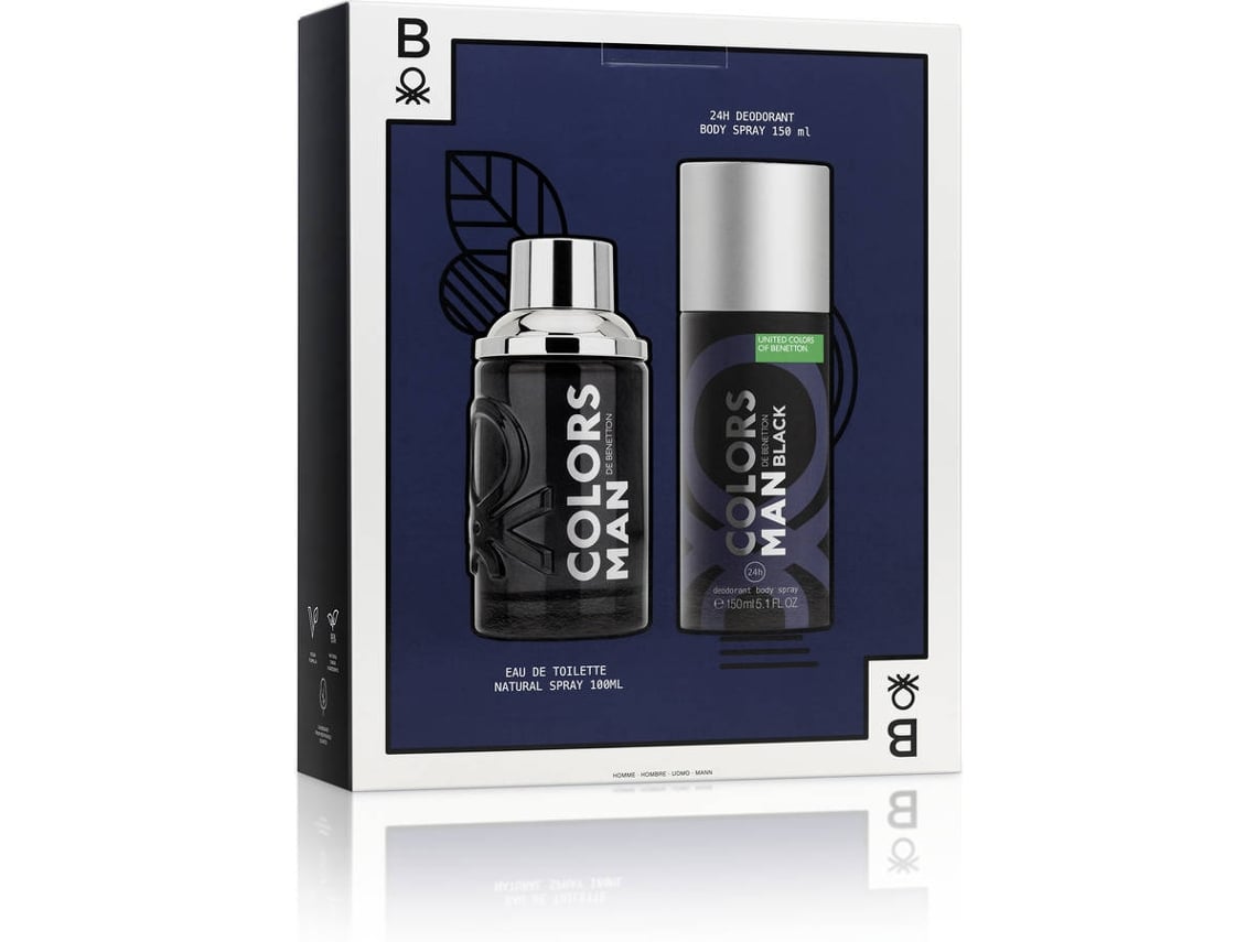 Coffret BENETTON Colors Black Men Eau de Toilette 100 ml Worten.pt