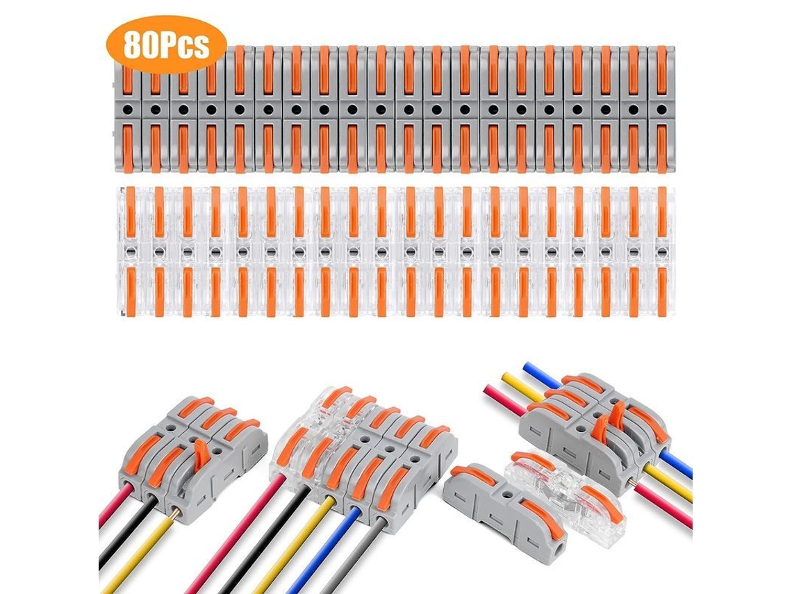 2026 conectores Elétricos Rápidos com Alavanca, 80 Peças Terminais de Conexão Rápida 1 fio 2 entrada, Pa/pc Flama