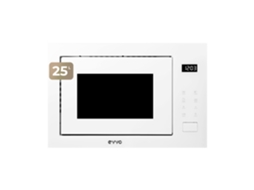 Evvo Micro-ondas Integrável Mi45 Glass White, 25l, Grill 1200w, 8 Funções, Multifunção, Temporizador 60 Min, Display Digital, Branco