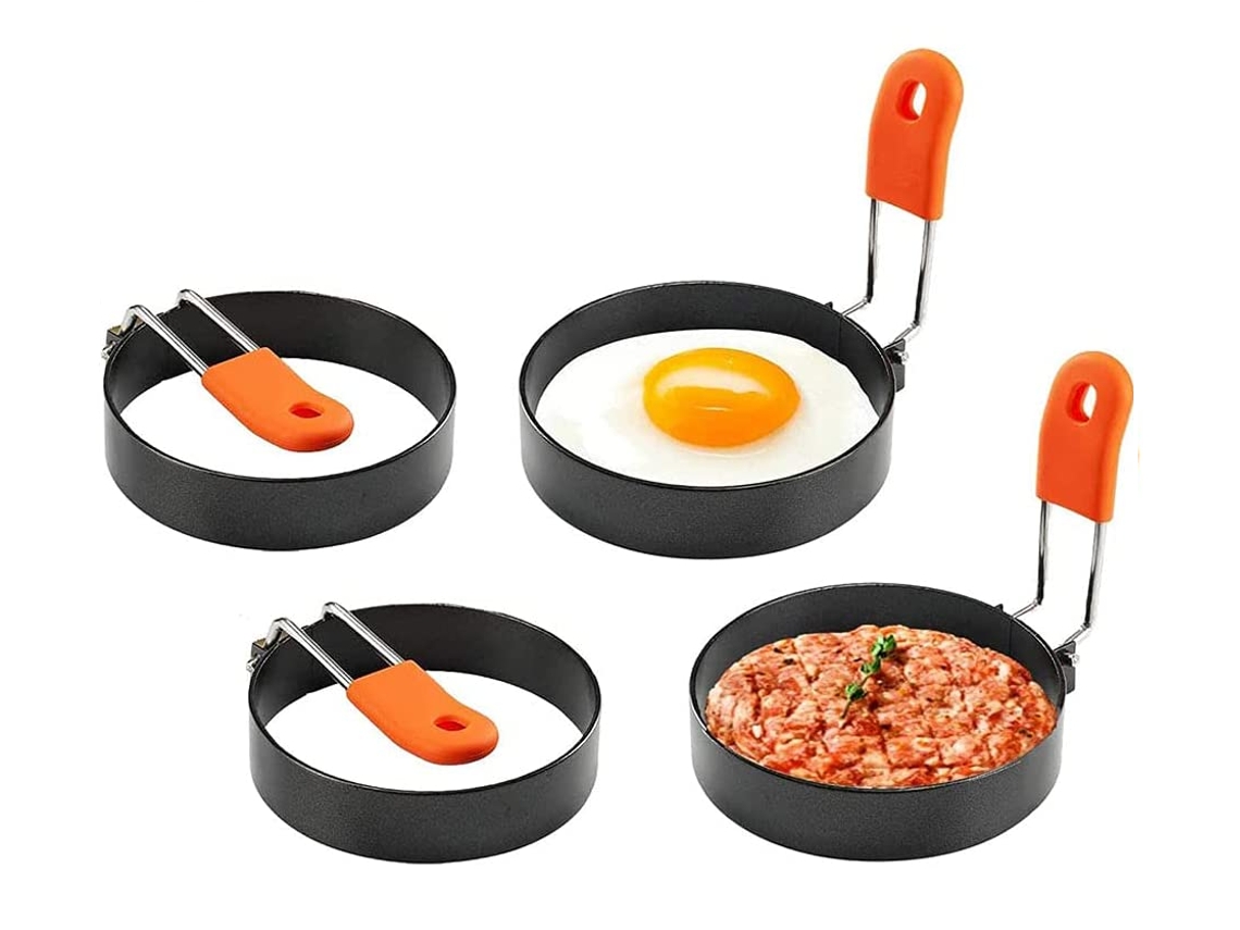 Conjunto De 4 Aros Para Ovos/moldes Omelete Em Aço Inoxidável/ Silicone
