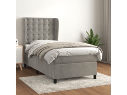 Vidaxl Cama Com Molas/colchão 90x200 Cm Veludo Cinza-claro