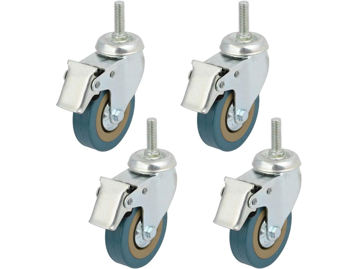 Pino Roscado M10x30mm, Volante Universal de Freio de 3 Polegadas e 360 Graus, 4 Peças CHABERLU
