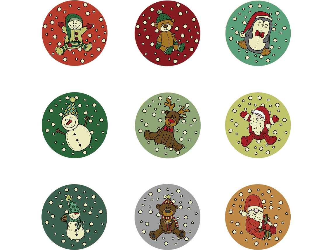 Conjunto De Adesivos De Natal  Adesivos Etiquetas Redondas Cartões Envelopes - 90un*