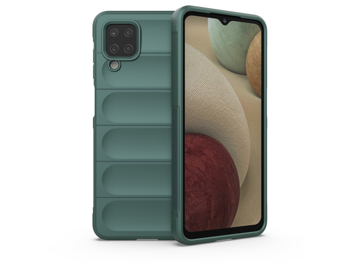 Capa Halinuia Para Samsung Galaxy A12 4g/5g Magic Shield Tpu Flanela Verde Escuro (proteção Integral, Interior Em Flanela)