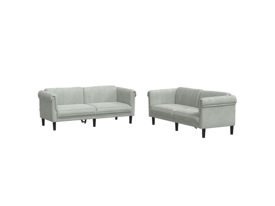 Maison Exclusive - 2 Pcs Conjunto De Sofás Veludo Cinzento-claro