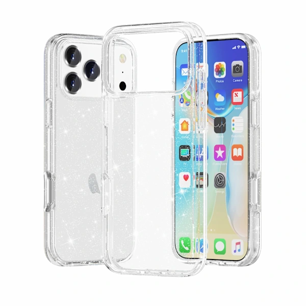 Capa Transparente 3 Em 1 Com Glitter, Compatível Com Iphone 17, Capa Protetora Antirriscos Com Glitter Para Celular Feminino E Feminino, Para Iphone 1