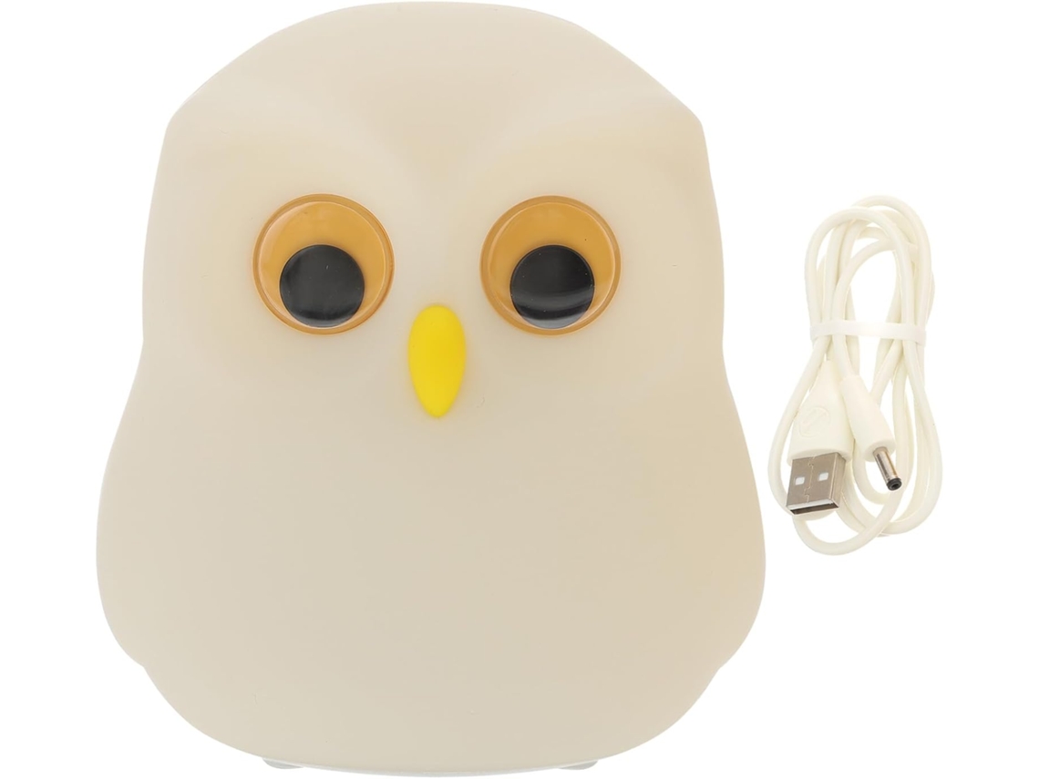 Luminária Noturna De Coruja Silicone Ukcoco, Recarregável, Luz Branca