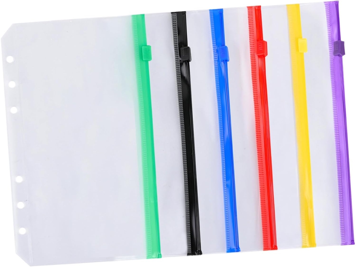 Conjunto De 6 Bolsos Com Zíper Lurrose Para Pastas A6, Em Pvc Fosco, Em Cores Sortidas Preto, Vermelho, Roxo, Verde