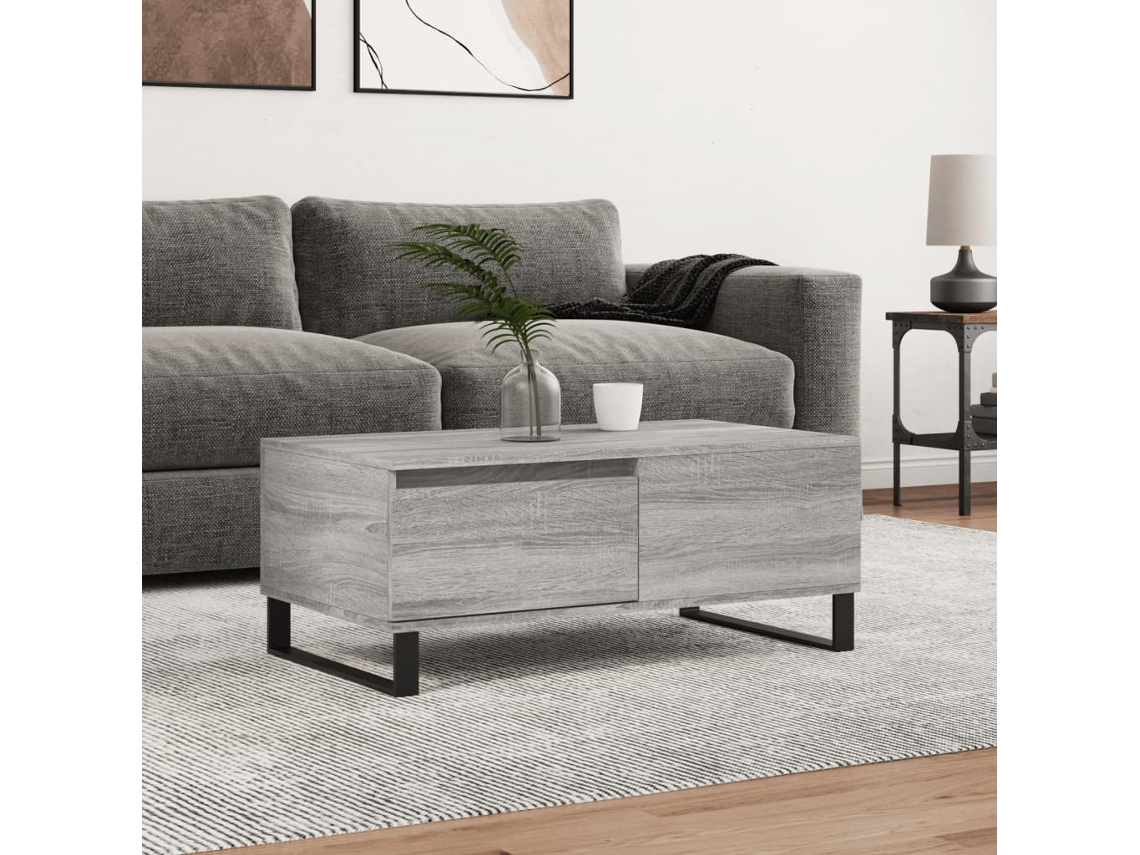 Vidaxl Mesa De Centro 90x50x36,5 Cm Derivados Madeira Cinzento Sonoma