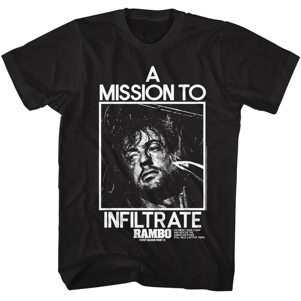 Unisex Adult T-shirt Rockinstone Rambo Infiltrate Graphic Sizes