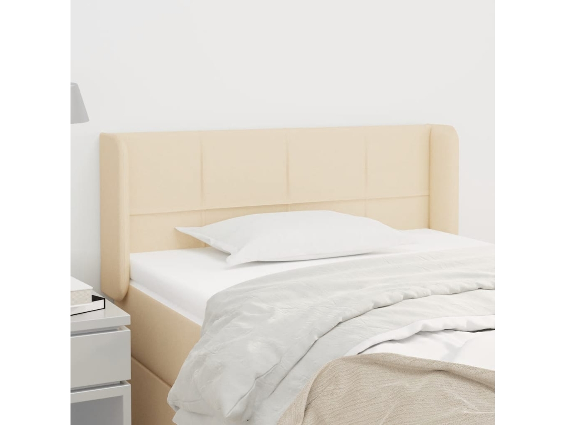 Vidaxl Cabeceira De Cama C/ Abas Tecido 83x16x78/88 Cm Creme
