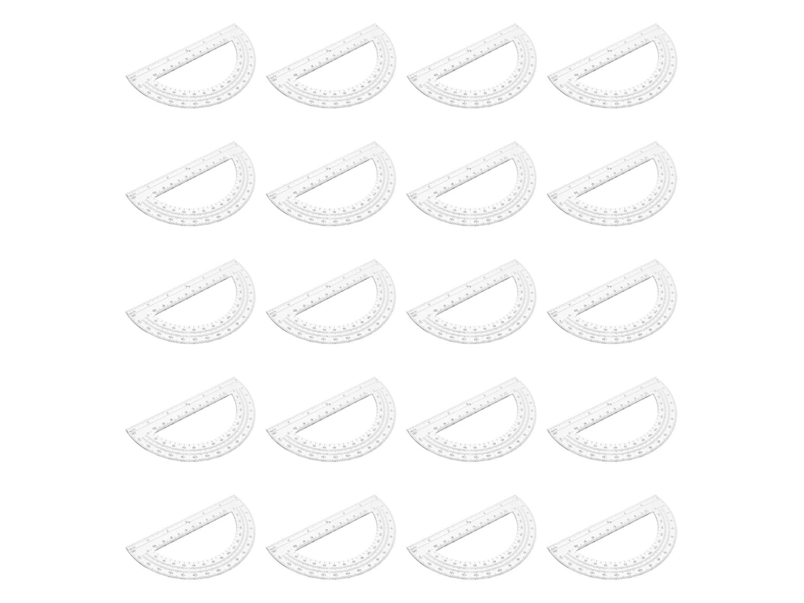 Transferidor Semicircular Transparente, Escala Dupla, 180 Graus