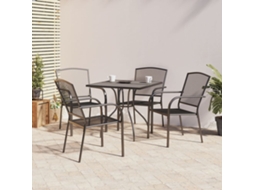 Pcs Conjunto De Jantar Para Jardim Aço Antracite Dkd Home Decor