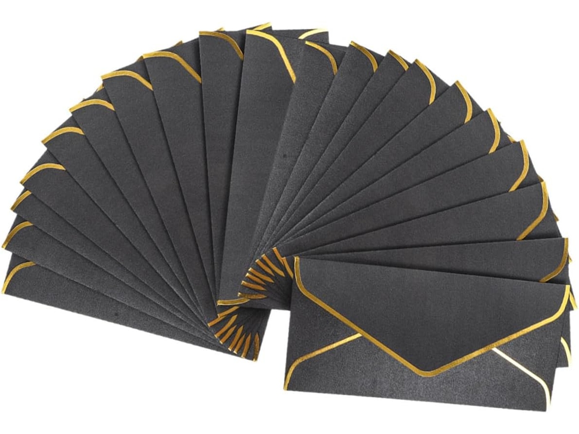 Conjunto de 20 Topbathy Envelopes Elegantes para Convites Casamento com Detalhes Dourados, Compactos e Ideais