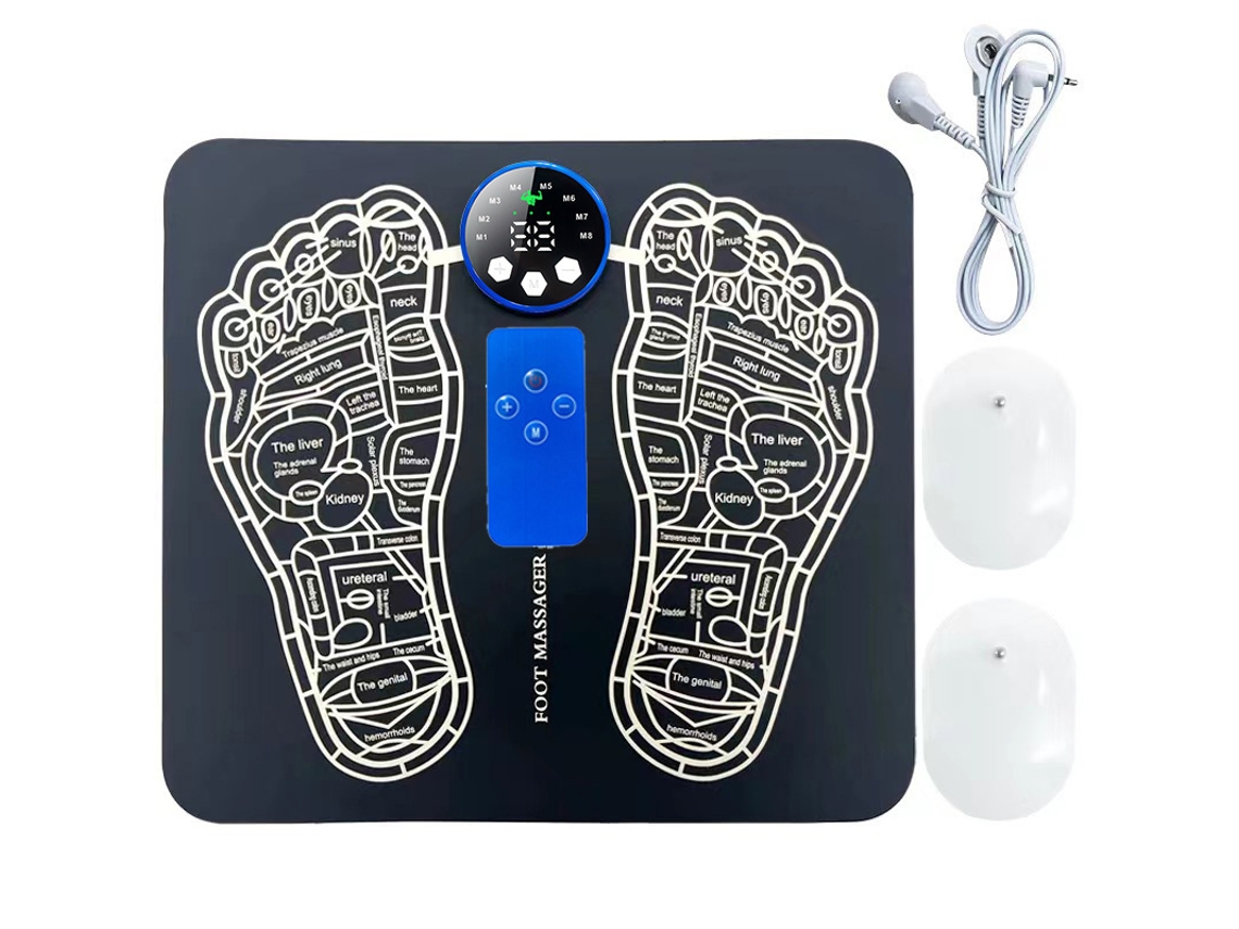 Lurelia Tapete Massageador Ems Para Pés, 8 Modos, 29 Níveis, Usb, Controlo Remoto, Relaxamento Muscular, Prático