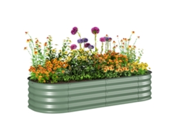 Caixa de plantio de exterior em aço galvanizado, 150x62x30cm, para cultivo de plantas, verde