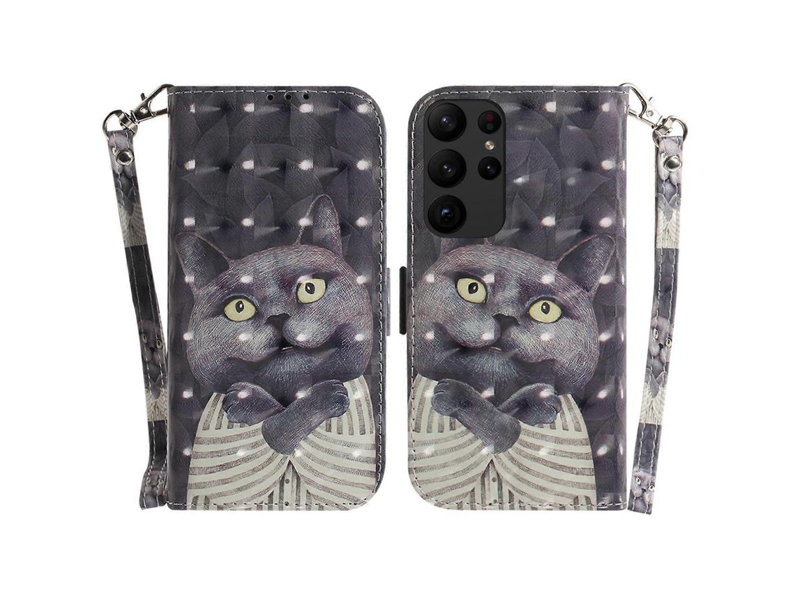Capa De Celular Flip Em Couro Com Padrão 3d Colorido Para Samsung Galaxy S23 Ultra 5g