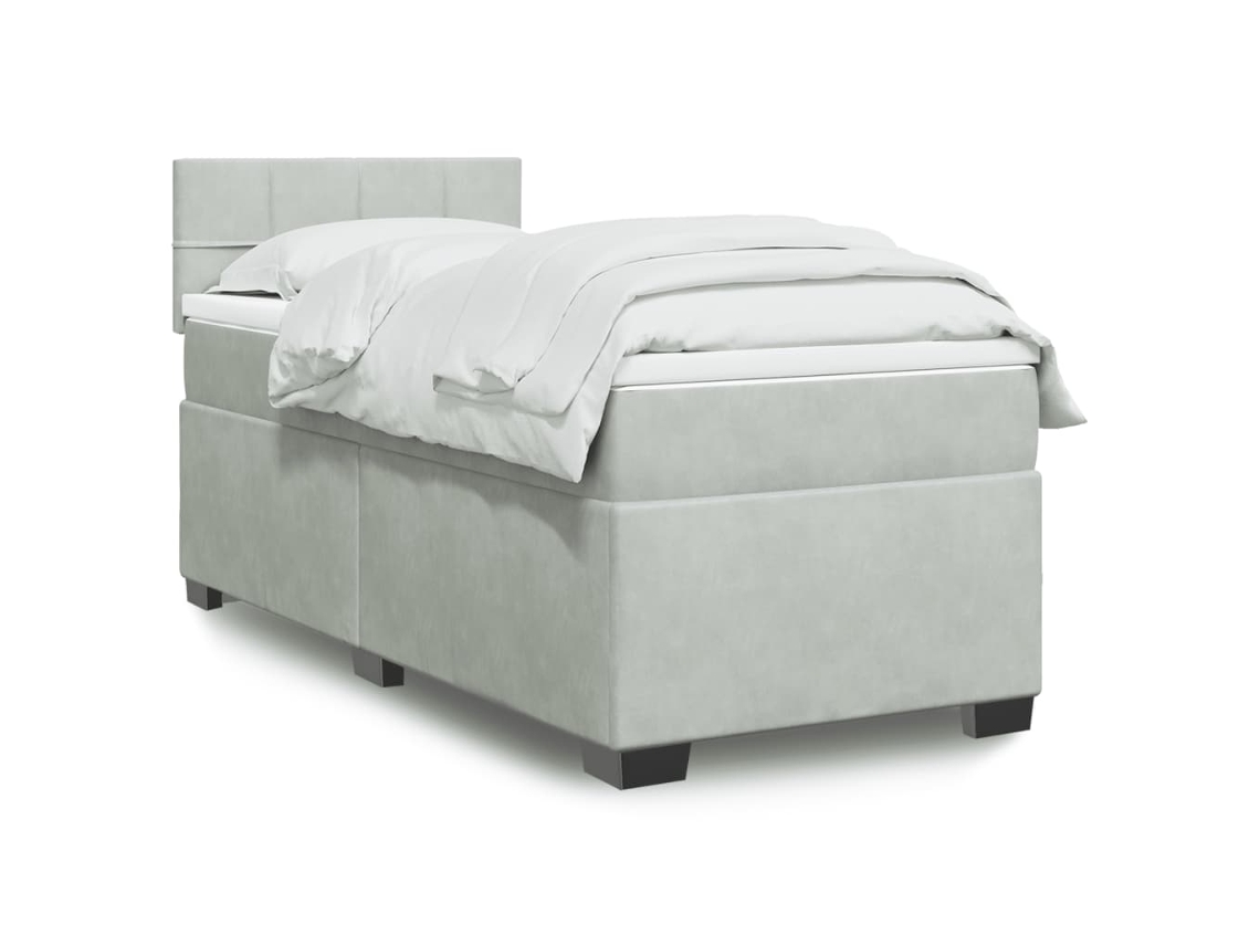 Cama De Solteiro | Camas Para Quarto | Cama Com Molas/colchão 90x190 Cm Veludo Cinza-claro
