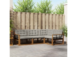 Vidaxl Conjunto De Sofás Para Exterior 4 Unid. Cinza Natural E Claro