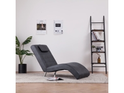 Vidaxl Chaise Longue Com Almofada Camurça Artificial Cinzento