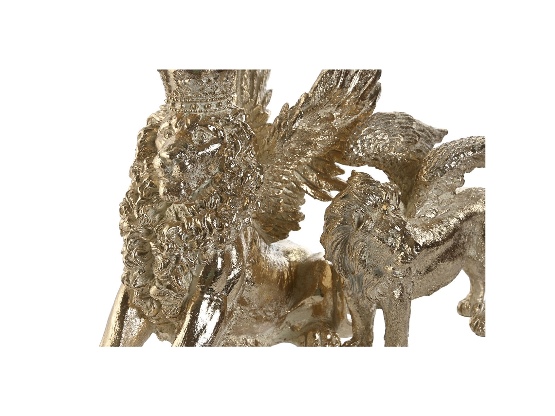 Figura Decorativa HOME ESPRIT Dourado Leão 20 X 10,5 X 17,5 Cm 29 X 13 X 25 Cm 2 Unidades