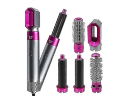 Secador De Cabelo Elétrico 5 Em 1: Secador, Modelador De Cachos, Alisador De Cabelo Automático, Escova Secadora E Secador (vermelho Rosado) Au