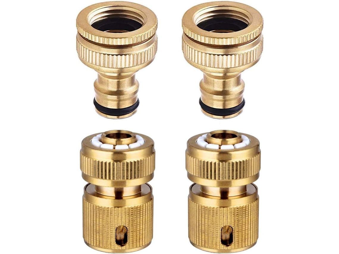Conjunto De 4 Conectores Engate Rápido Para Torneira Mangueira Jardim Compatíveis Com 1/2" E 3/4"