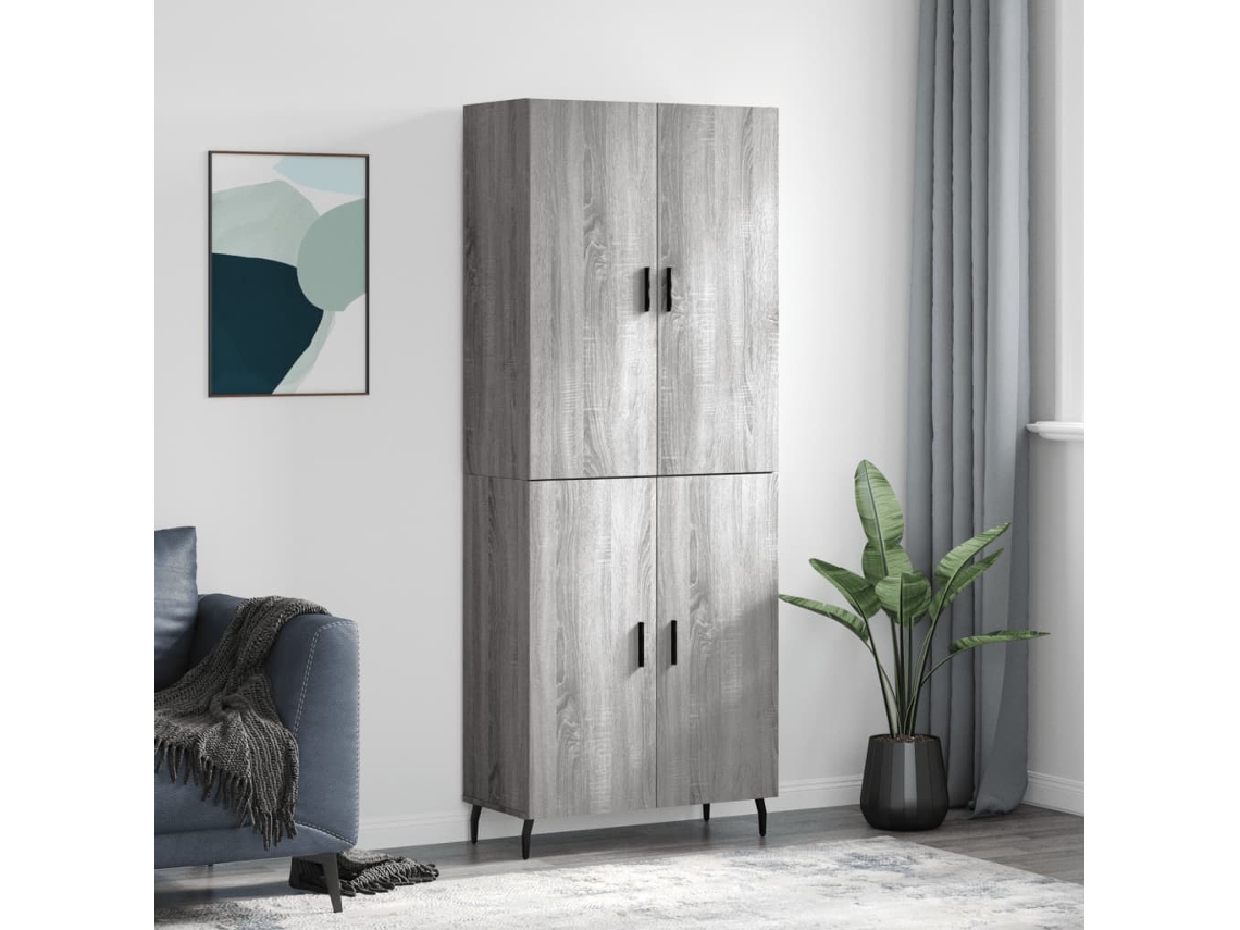 Vidaxl Armário Alto 69,5x34x180 Cm Derivados De Madeira Sonoma Cinza