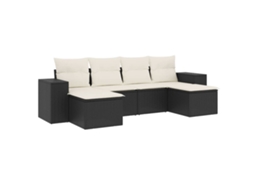 Conjunto Sofás de Jardim 6 Pcs com Almofadões Vime Pe Preto MAISON EXCLUSIVE (6 pcs)
