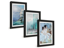 Galeria De Pinturas Muraisnavio, Mar, Dançarina Abstrata Moldura Preta Fotos Para O Escritório Espelharte (3 Peças 20x30 Cm)