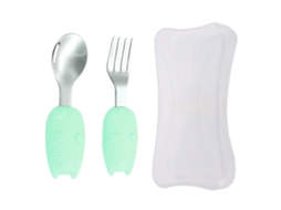 Conjunto de Garfo e Colher para Bebê Utensílios em Silicone e Aço Inoxidável NEVEANCE