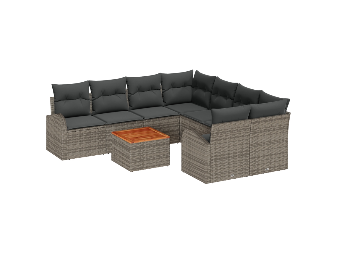 Conjunto 9 Conjunto De Sofá De Jardim Vidaxl Cinzento Vime Pe (55 X 55 X 37 Cm)