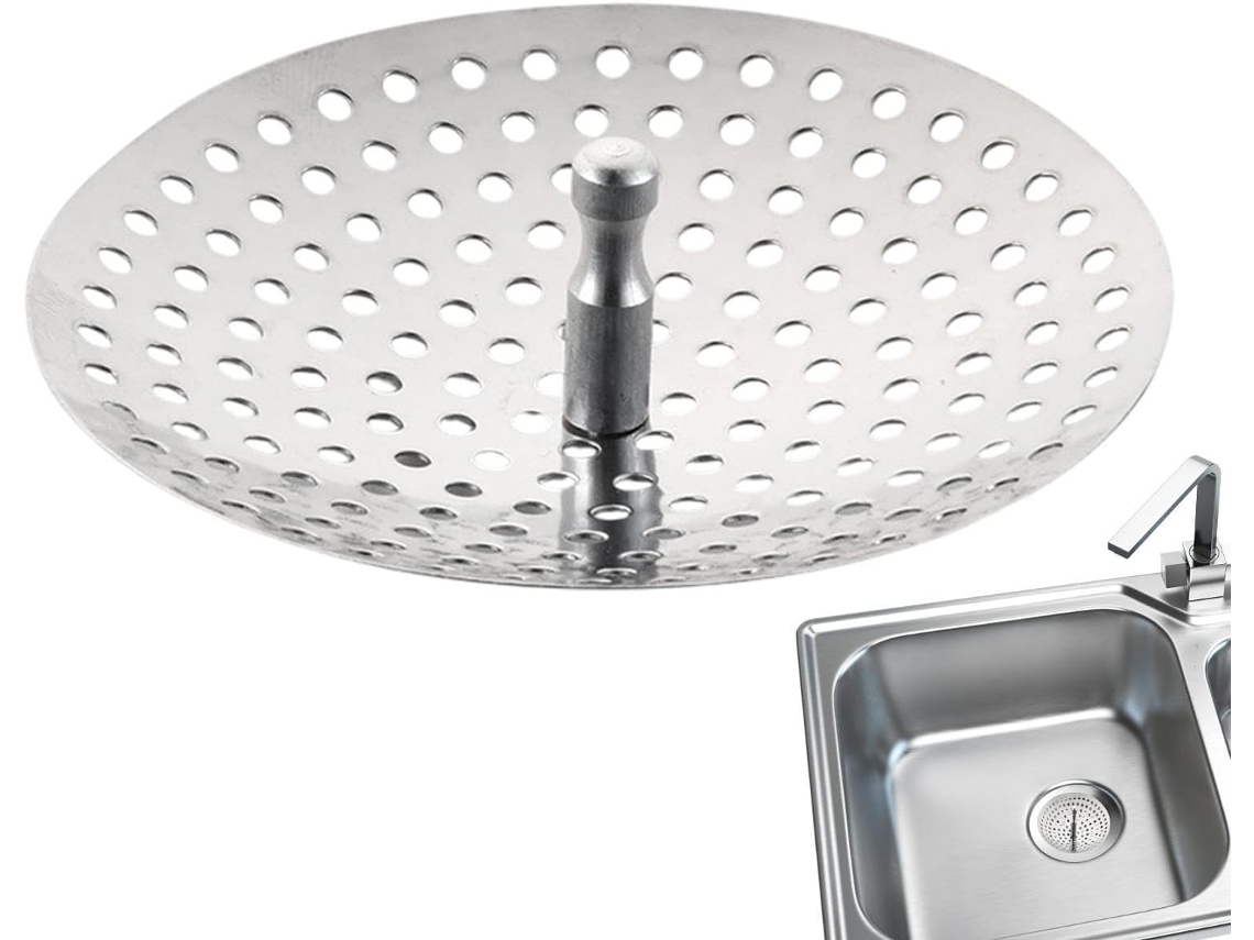 Tampa De Pia Cozinha Com Filtro, Universal, Em Aço Inoxidável, 8 Cm