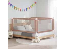 Vidaxl Barra Segur. P/ Cama Infantil Tecido 190x25cm Cinza-acastanhado