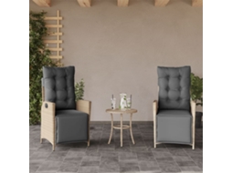 Vidaxl Cadeiras Jardim Reclináveis 2 Pcs C/ Apoio De Pés Bege Mistura