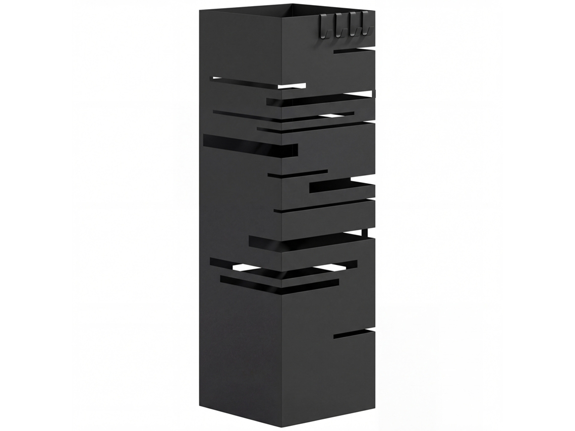 Suporte Guarda Chuvas Metal 4 Ganchos 49 Cm Preto