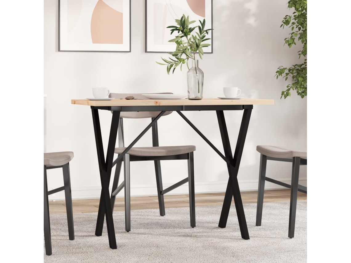 Vidaxl Mesa De Jantar Estrutura Em X 100x50x75,5cm Pinho/aço