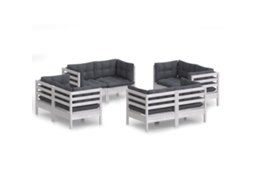 Conjunto de 8 Garden Lounge com Almofadões Pinho Antracite MAISON EXCLUSIVE