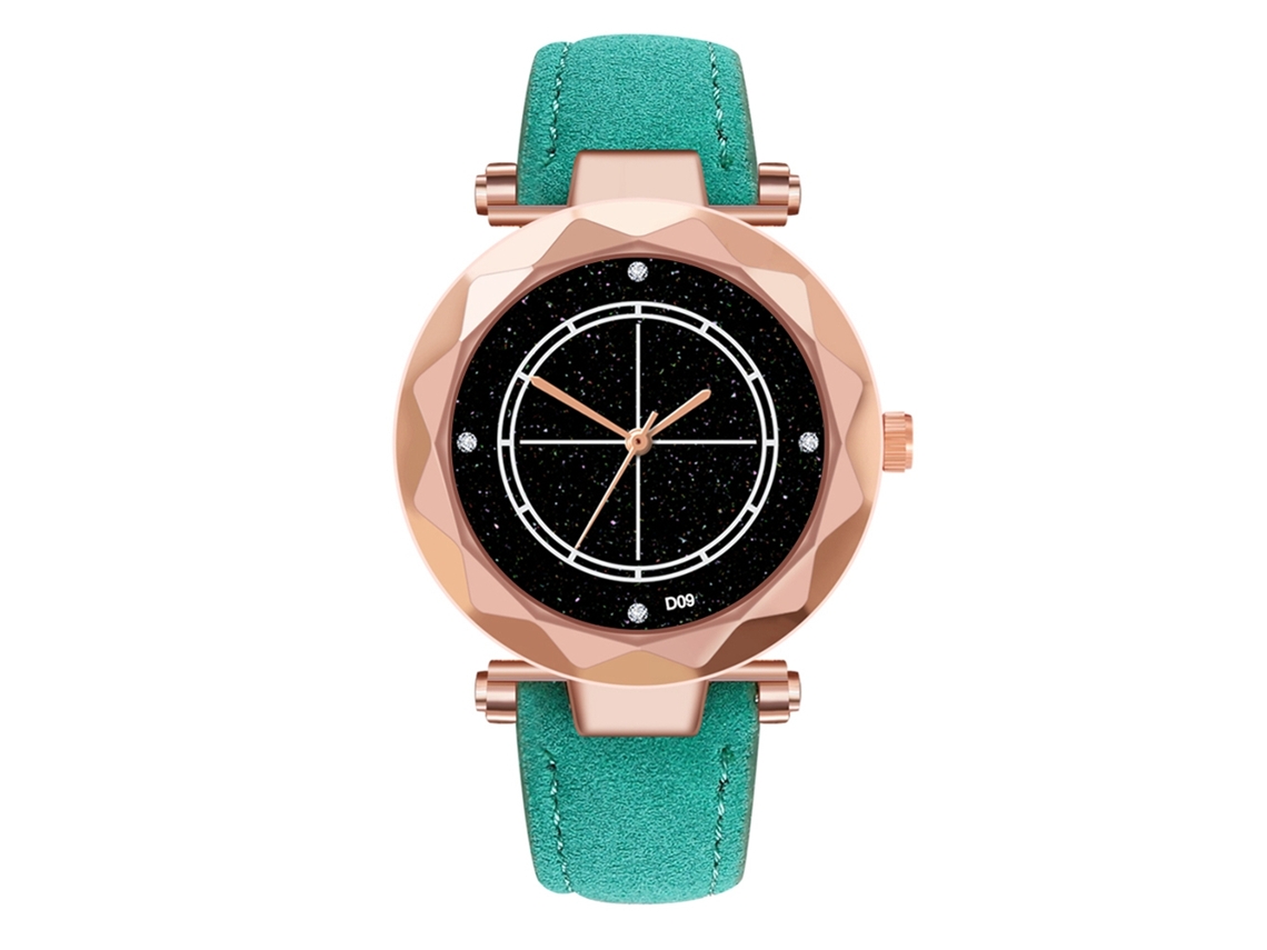 Relógio Feminino de Moda Pulseira de Couro Artificial Relógio de Quartzo para Mulheres Verde