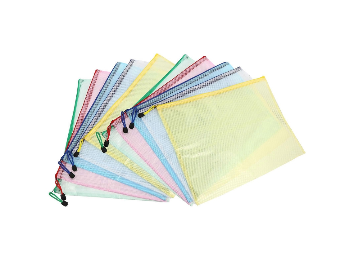 Conjunto de 10 Pastas com Zíper, Tamanho A3, em Tela Respirável, para Documentos, Ideais para Escola e Escritório BRILVIBERA (43, 5 X 30,5 Cm)