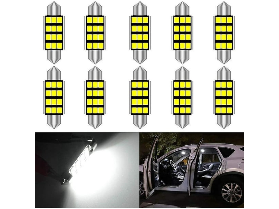 Conjunto 10 Lâmpadas Led Festoon C5w 39mm Canbus Branco