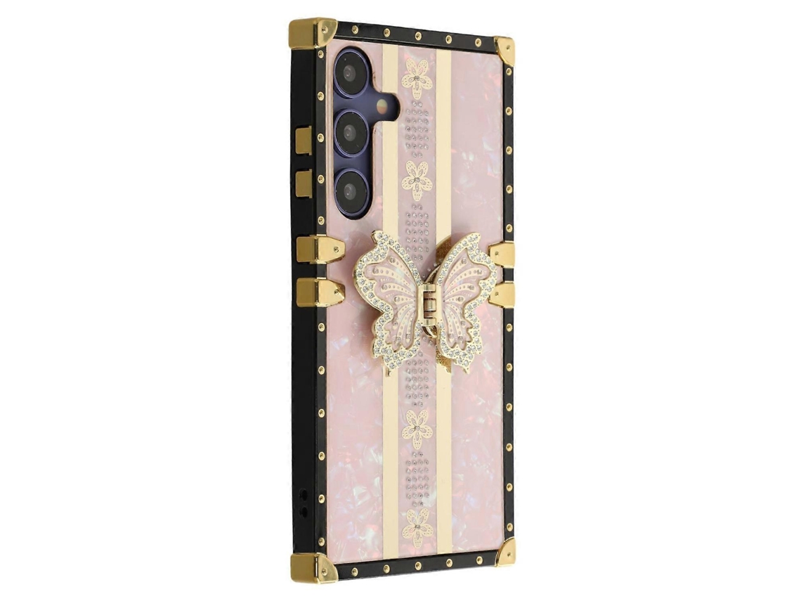 Capa Para Samsung Galaxy S25/s24 Em Tpupc Com Revestimento Eletroplástico E Suporte Em Formato De Borboleta, Multicolorida
