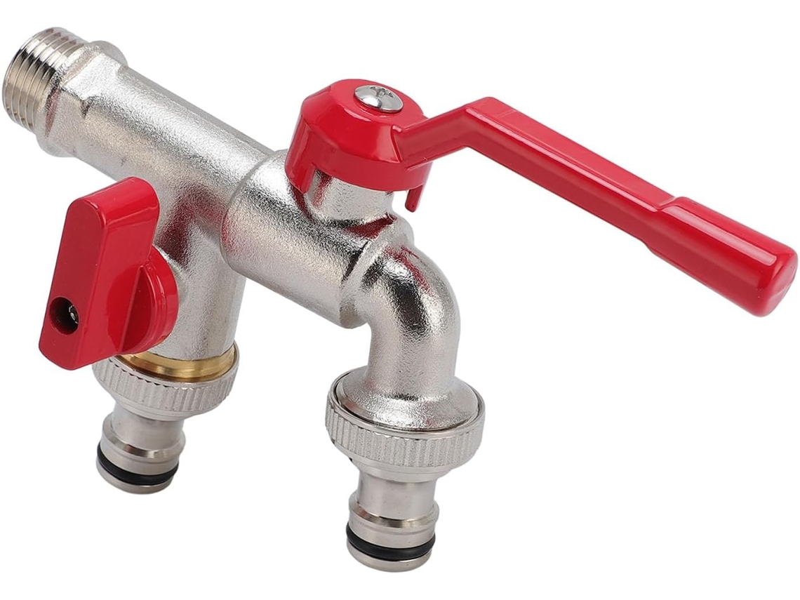 Torneira De Jardim Com Entrada Dupla 3/4" E Saída 25 Mm Em Latão,