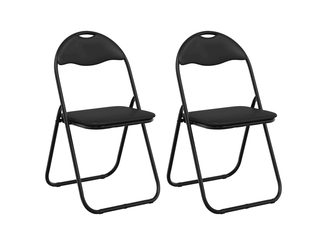 Vidaxl Cadeira Dobrável 2 Pcs Preto 48 X 43,5 X 81 Cm Couro Sintético