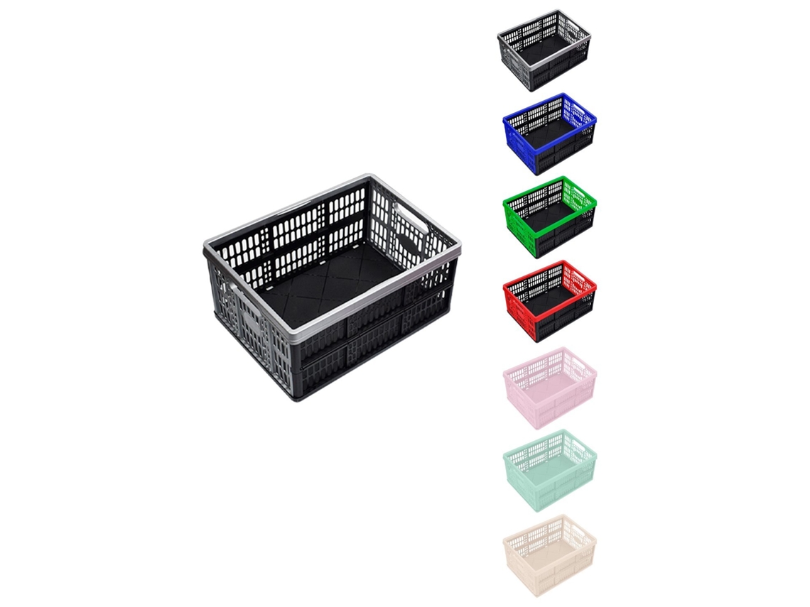 Caja Plegable De 32 Litros Para Almacenamiento | Resistente Y Compacta | Ideal Para Organización En Hogar Y Oficina | Fácil De G Plata - Negro