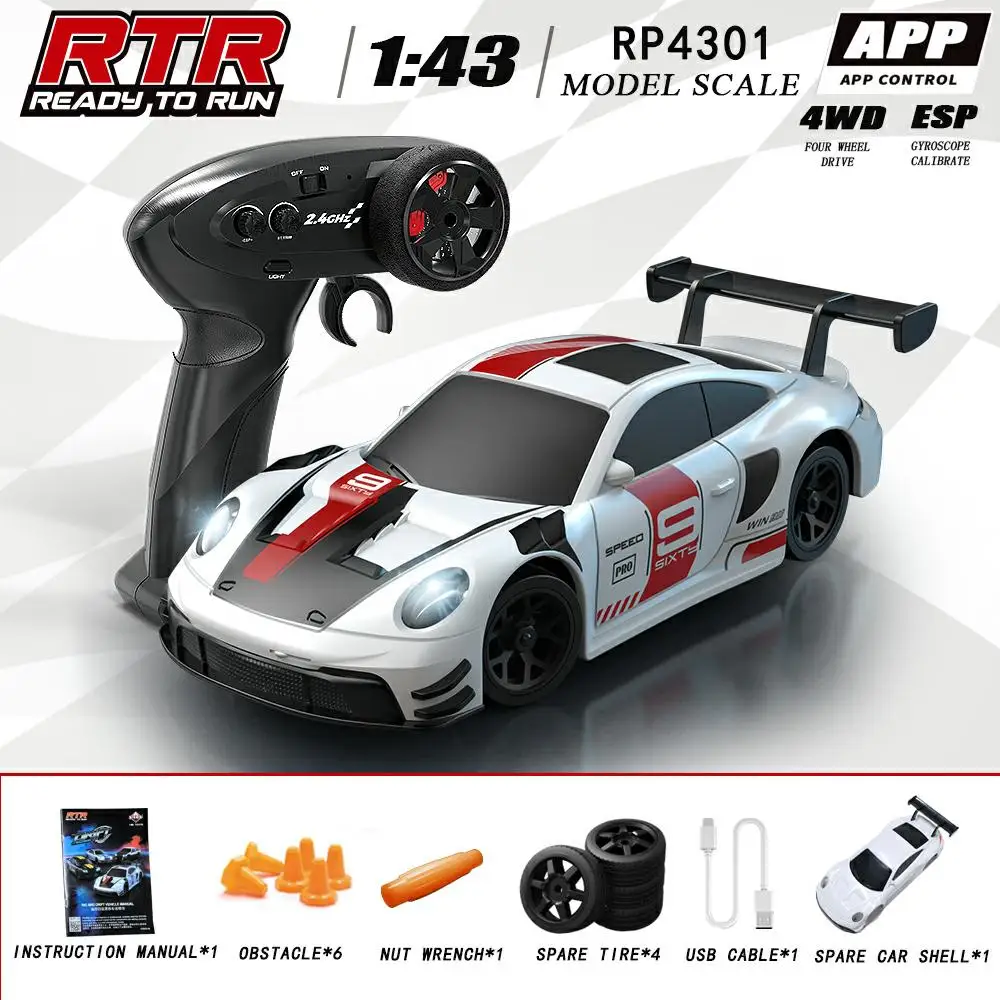 Carro de Drift Controlado Remotamente, Tração nas Quatro Rodas 2.4g, Estabilização por Giroscópio Esp, Controle Totalmente Proporcional. MDUG
