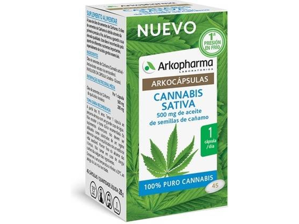 Suplemento Alimentar ARKOPHARMA S Cannabis Sativa (45 cápsulas)