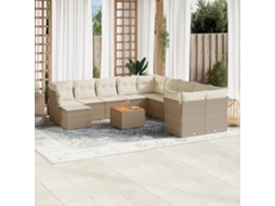 Vidaxl 12 Pcs Conjunto de Sofás P/ Jardim com Almofadões Vime Pe Bege